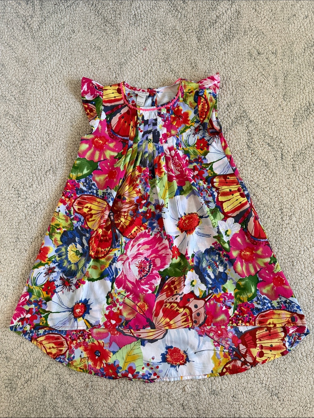 Girls Monsoon Floral Butterfly Print High-low Dress